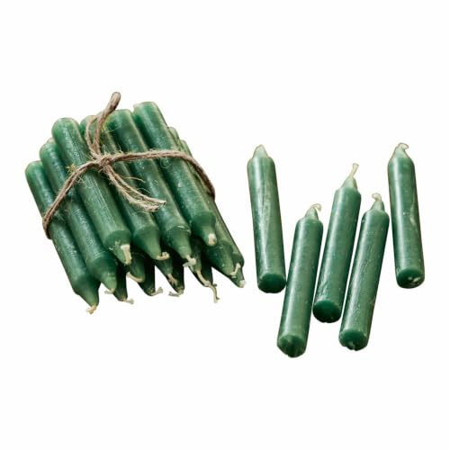 Loberon Kerze 20er Set Noufa, grün | handgegossen, geruchsneutrales Wachs, dezentes Design, Dekoration, Stabkerzen, Paraffinwachs
