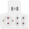 Aigostar Presa Doppia,Presa Multipla con Interruttore ed Protezione Bambini,Adattatore 2 prese Standard Francese (3 Prese-USB)