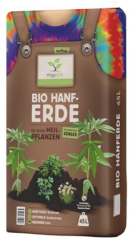 mgc24 Bio Hanferde - Anzuchterde für Cannabis, Kultursubstrat mit organischem Dünger für kräftiges Wachstum und optimale Bewässerung, torffrei - 45 Liter