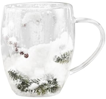 Marooma Tasse de Noël en Verre à Double Paroi, Ensemble de Tasses Mignonnes pour Cacao Chaud et Café, Tasses en Forme D'arbre de Noël, Verres Isolés à Double Paroi,(11cm/4.33in-transparent)