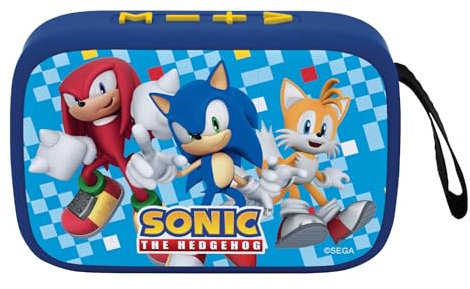 Lexibook, Sega Sonic The Hedgehog, Altavoz Bluetooth portátil, inalámbrico, USB-C, Tarjeta SD/TF, batería Recargable, Azul, BT018SN