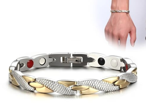XUZOPIM Bracelet Magnétique Pour Homme et Femme, Bracelet en Acier Titane, Élégant, Idéal pour les Anniversaires, la Saint-Valentin et Noël