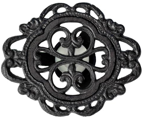 6.1 Inches Cast Iron Teapot Warmer Dish Cups Trivet,Flower-Shaped Design with Tealight Holder - Heavy Duty & Decorative Candle Holder Stands for Heat Food Coffee Milk or Tea