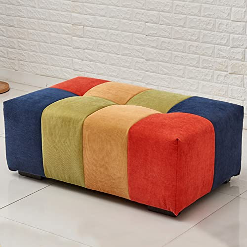 Moderne Polsterbank für Eingangsbereich, Ottomane aus Leinen, für Wohnzimmer, Schlafzimmer, stilvoller Fußstütze, Hocker mit Bettende, bunt, 60 x 40 x 40 cm