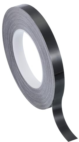 PATIKIL Cinta Película Poliéster Metalizada 15mm x 50 Metros, Cinta Decorativa Metálica Negra Brillante Cinta Adhesiva Espejo Para Detalles Pared Acento Artes Gráficas Recorte