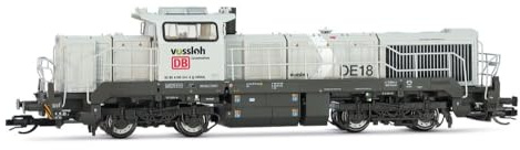 ARNOLD TT HN9058S DB/NorthRail, 4-achsige Diesellokomotive Vossloh DE 18, graue Lackierung, Ep. VI, mit DCC-Sound-Decoder. Elektrolokomotive, Grau