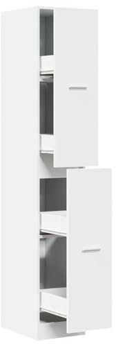 HEFZGDB Apothekerschrank Weiß 30x41x174,5 cm Holzwerkstoff Beistellschrank Küche Vitrinenschrank Küche Küchenschrank Sideboard Wohnzimmer für Schlafzimmer Arbeitszimmer Wohnbereich Abstellraum