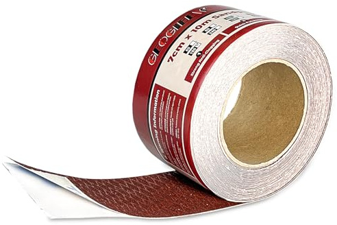 GEOGIEEW Rollo de Papel de Lija Grano 320-70mm x 10m | Óxido de Circonio Ultra Afilado, Diseño Diamante, Adhesivo Industrial | Madera/Metal/Automoción