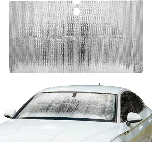 +PWR Car Parts Parasol Plegable de Aluminio Delantero Plateado Talla M 130 x 70 cm. Protege el Interior del Coche de los Rayos del Sol. Tamaño Ultra reducido para su Almacenaje.