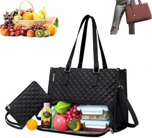 YuuFcy 3 in 1 Insulated Waterproof Bag 5.5 Lunch Compartment Work Tote