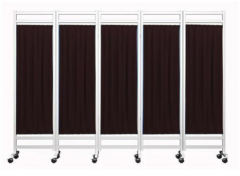 Privacy Partition,5 Panel Room Divider Folding Privacy Screen, Outdoor Retractable Partition for Patio Privacy, Portable Screen on Wheels, Mobile Separator (Black)