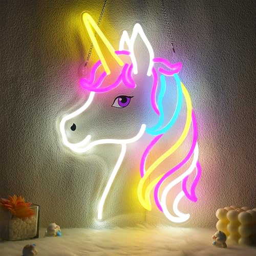 CoolGift Mart Einhorn Neon Schild, Einhorn Lampe Wanddekoration, dimmbare Geburtstag Party Dekorationen für Haus, Terrasse, Garten, Restaurants, Hotels, Geschäfte, Clubs
