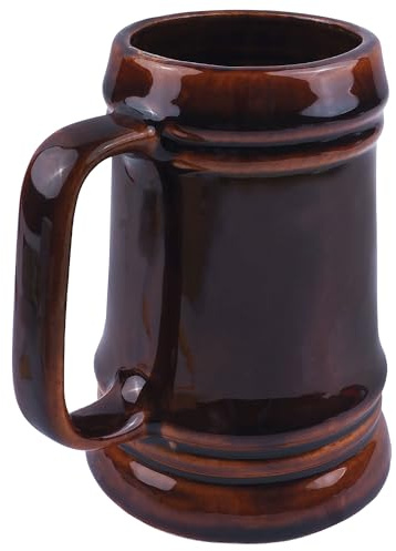 Bauster® Bierkrug aus Keramik – 0,5 Liter – Klassischer Bierhumpen mit Henkel – Handgefertigter Trinkkrug für Bierliebhaber – Spülmaschinenfest – Rustikaler Look