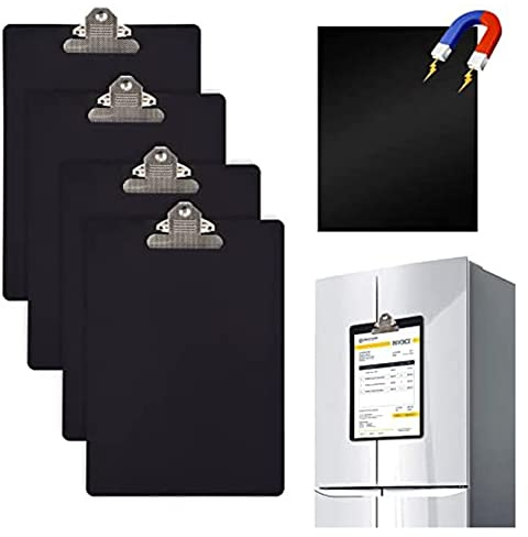 Cpolebev 4 Stück Magnetische Klemmbretter im Letter-Format, 9 X 12,5, Standard-Clip für Kühlschrank, Büro, Klassenzimmer, Zuhause