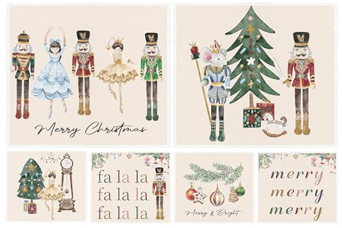 Deorfuy Nutcracker Christmas Swedish Dish Cloths - 6PCS Christmas Swedish Dishcloths for Kitchen, Fairy Themed Washing Reusable Dishes Towels, Xmas Washable Cleaning Sponge for Cleaning Fast Drying