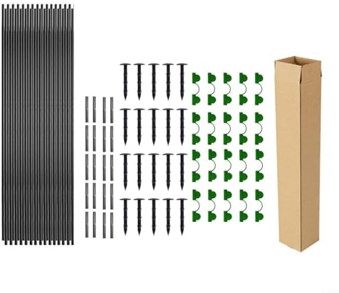 Alanmoship Kit för trädgårdsringar för växtskydd och frostskydd, med glasfiberstänger, anslutningar, trädgårdsklämmor för markspikar, för upphöjda sängar tunnlar klätterväxter (30 stycken)