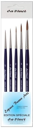 Serie 1522 Rotmarder Pinsel rund Feinstes Kolinsky, Set 5 Stück 3/0, 0, 2, 4, 6
