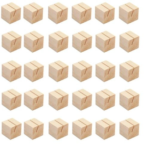 Tressify 30 segnaposto in legno, a forma di cubo, per foto, tavoli in legno naturale, cartelli da tavolo, biglietti per matrimoni, feste, a lunga durata, decorazione per la casa, ufficio, espositore