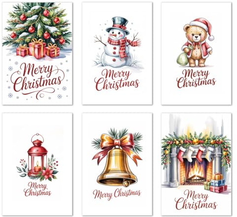 Edition Seidel Set 12 (2x6) exklusive Premium Weihnachtskarten mit Umschlag. Doppelkarten/Klappkarten mit Briefumschlag. Karte Postkarte Grußkarte Weihnachtspostkarte Weihnachten Xmas englisch