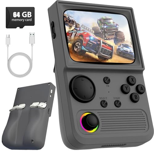 Prede R36T Console Di Gioco Portatile Retrò, Schermo IPS Da 3,5 Pollici, Con 18000 Giochi Classici, Batteria Da 3000mAh, Supporta Più Emulatori Mainstream, Rete WiFi-Grey||64GB