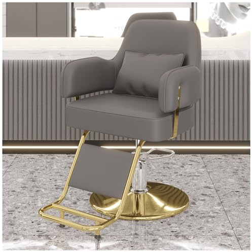 Professioneller Friseurstuhl Mit 360° Drehung Und Hydraulischer Pumpe, Barberstuhl Höhenverstellbar, Kapazität 200 Kg Frisörstuhl Für SPA Schönheit,Dark Gray,F
