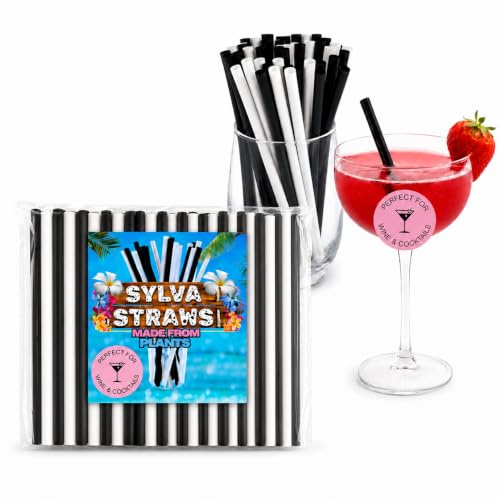 200 Pack Black & White Cocktail Straws – Short 6mm x 150mm Smooth Drinking Straws for Hot & Cold Drinks, Perfect for Cocktails, Milkshakes, Juices, Bubble Tea, Parties, Kids' Drinks, and Short Cups