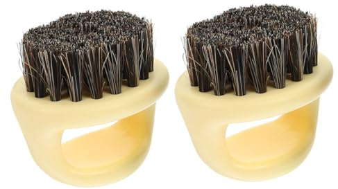 FONDOTIN 2 Stück Herren Bartbürste aus Abs mit Weichem Griff zur Bartreinigung und Styling für Zuhause und Friseursalon Beige Kompakt und Komfortabel