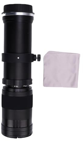 SENECESLI Manuelles Tele-Zoomobjektiv, Aluminiumlegierung 420-800mm Teleobjektiv für Vogelbeobachtung Stabil (Black)