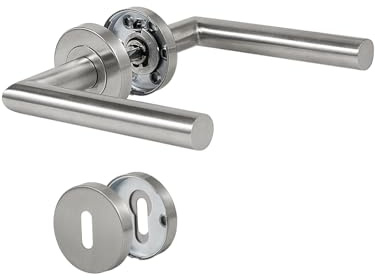 BEILEIOU Dörrhandtag Inredning Dörrhandtag-Set, Rostfritt stål Modernt L-form BB-Mustasch Silver, Elegant och enkel design, Perfekt för ditt hem eller kontor (1, Silver, BB-Mustasch)