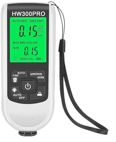 Medidor digital de grosor de revestimiento, medidor de grosor de película seca con retroiluminación LCD, para pintura automotriz, metal e medición industrial (blanco)