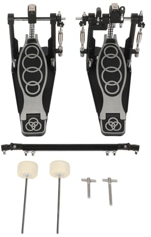 Doppelfußmaschine Für Schlagzeug, Bass Drum Pedal Aus Aluminiumlegierung, Schwarz - Leistungsstarker Doppelbeater, Einstellbare Spannung, Rutschfest Für Jazz Und Rock