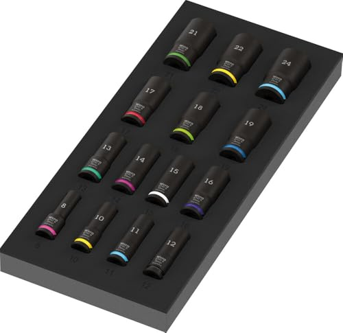 Wera 9728 Foam Insert Zyklop B 3/8 Impaktor Deep Socket Set 1, 15 Pieces