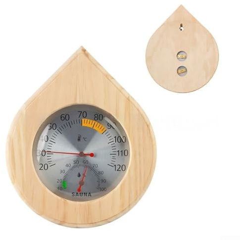 ZMdooreasy Igrotermografo per sauna in legno e rame, misuratore di umidità della temperatura ad alta precisione, monitor compatto da parete con display di facile lettura, colore: Burlywood