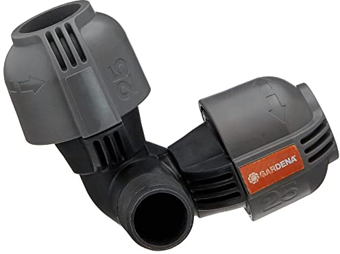 Gardena Sprinklersystem Winkelstück für Außengewinde: Verbindungsstück für Anschluss im Eckbereich von Turbinen-Versenkregner T 380, 25 mm x 3/4 Zoll, Quick&Easy Verbindungstechnik (2783-20)