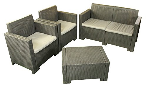 Bica 9027.4 Set Alabama 2 Salottini, Antracite, 119x74x57 cm, 281x155x79 cm