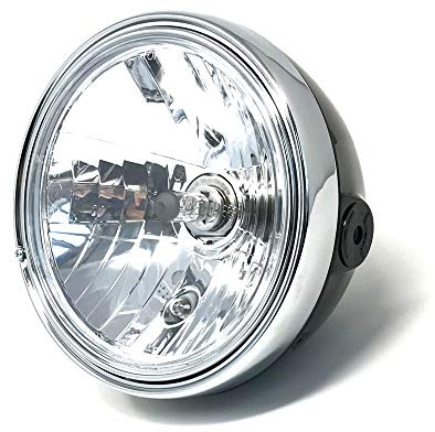 Alchemy Parts Motorbike 8 Inch Headlight 12V 55W Steel Retro Classic Old School Look (Black)
