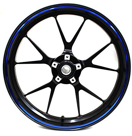 Felgenrandaufkleber Chrom Felgendesign inkl. Montagetool Komplett-Set -Finest Folia passend für 17 Zoll & 161819 Felgen Motorrad Auto Fahrrad (Chrom Blau)