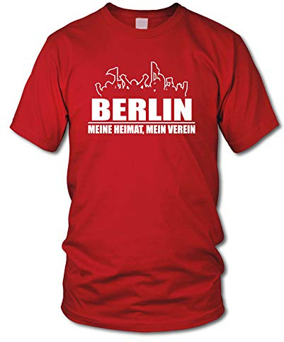 shirtloge - Berlin - Fanblock - Meine Heimat, Mein Verein - Fussball Fan T-Shirt - Rot - Größe XL