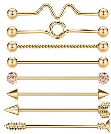 Kzslive 14G Industrial Barbell Industrial Jewellery Surgical Steel for Women Men Cartilage Earring Body Piercing