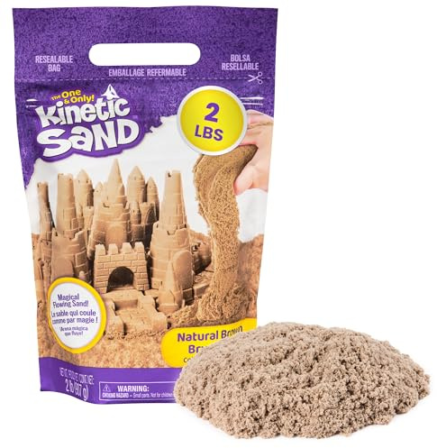 Kinetic Sand KITMOUS 1, The Original Moldable Sensory Play Sand, Brown, 2 lb. Resealable Bag, Ages 3+