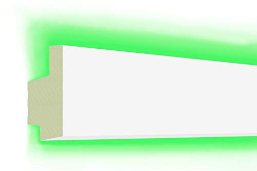 HEXIM LED Stuckleisten aus PU - Indirekte Beleuchtung mit modernen Deckenleisten, lichtundurchlässig, leicht und schlagzäh - (30 Meter Sparpaket LED-18 65x34mm) Zierprofil, Stuck, Deckenbeleuchtung