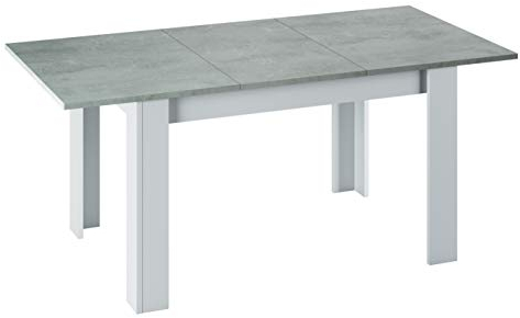 Dmora - Tavolo allungabile Midland, Consolle estensibile per sala da pranzo, Tavolo apribile da cucina con prolunga, 140/190x90h78 cm, Cemento e Bianco