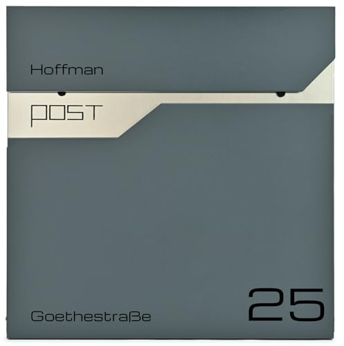 Verda Briefkasten mit Zeitungsfach, 2X Schlüssel, Personalisierter Briefkasten, Postkasten Designer Wandbriefkasten Zeitungsrolle Modern Anthrazit (SN3692-1)