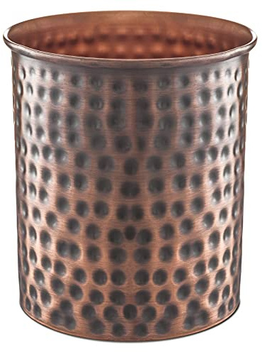 Monarch Abode Kitchen Utensil Holder, Hand Hammered Caddy, Kitchen Organization for Utensils, Crock for Cooking Utensils, Antique Copper Finish, Large, 19677