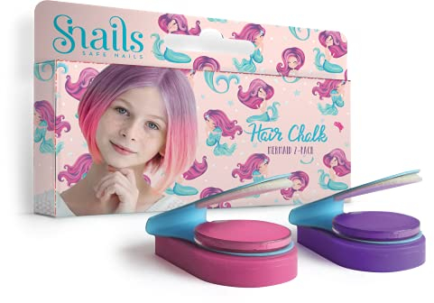Snails 510768, Haarkreide für Kinder ab 3 Jahren, auswaschbar, 2er Set, Meerjungfrau, violett, rosa