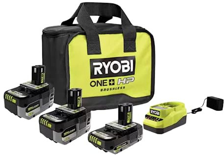 RYOBI ONE+ 18V Lithium-Ion HIGH Performance Starter Kit with 2.0 Ah Battery, 4.0 Ah Battery, 6.0 Ah Battery, Charger, and Bag
