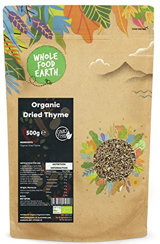Whole Food Earth Organic Dried Thyme 500 g, GMO Free Mediterranean Herb, Certified Organic Tea Leaf