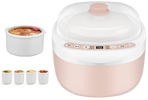 Pentola elettrica per stufati, pentola a cottura lenta con rivestimento in ceramica, pentola multifunzione per uso domestico da 2 litri, utensili da cucina professionali con isolamento intelligente pe