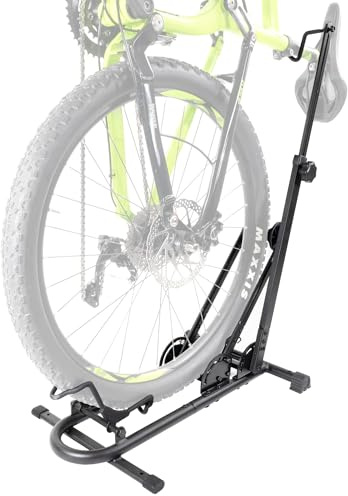CyclingDeal Vertical Bike Floor Stand - Premium Quality Vertical & Horizontal Adjustable Bicycle Parking Rack - Safe & Secure for Storing MTB Road Bikes in Garage or Home - for Wheels Sizes up to 29