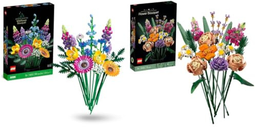 LEGO Icons Blumenstrauß-Bundle: Enthält Blumenstrauß (10280) und Wildblumenstrauß (10313), Botanical Collection Set zum Sammeln mit künstlichen Blumen zum Bauen, Basteln für Erwachsene